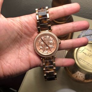 Micheal’s Kors watch, tortoise shell band.